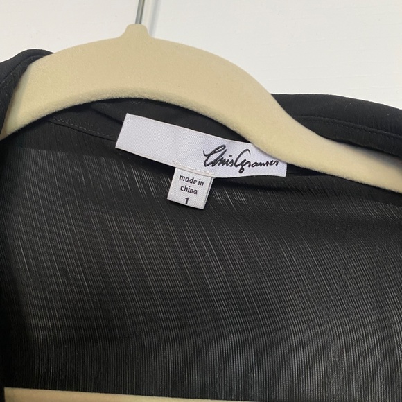 Semi-sheer black button down blouse - Picture 2 of 3